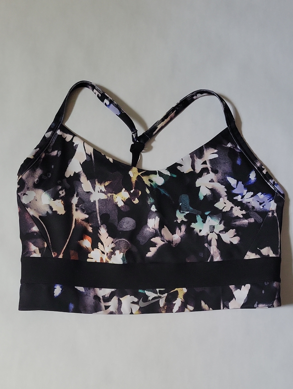 NIKE  Floral Black Racerback Sports Bralette  sz L